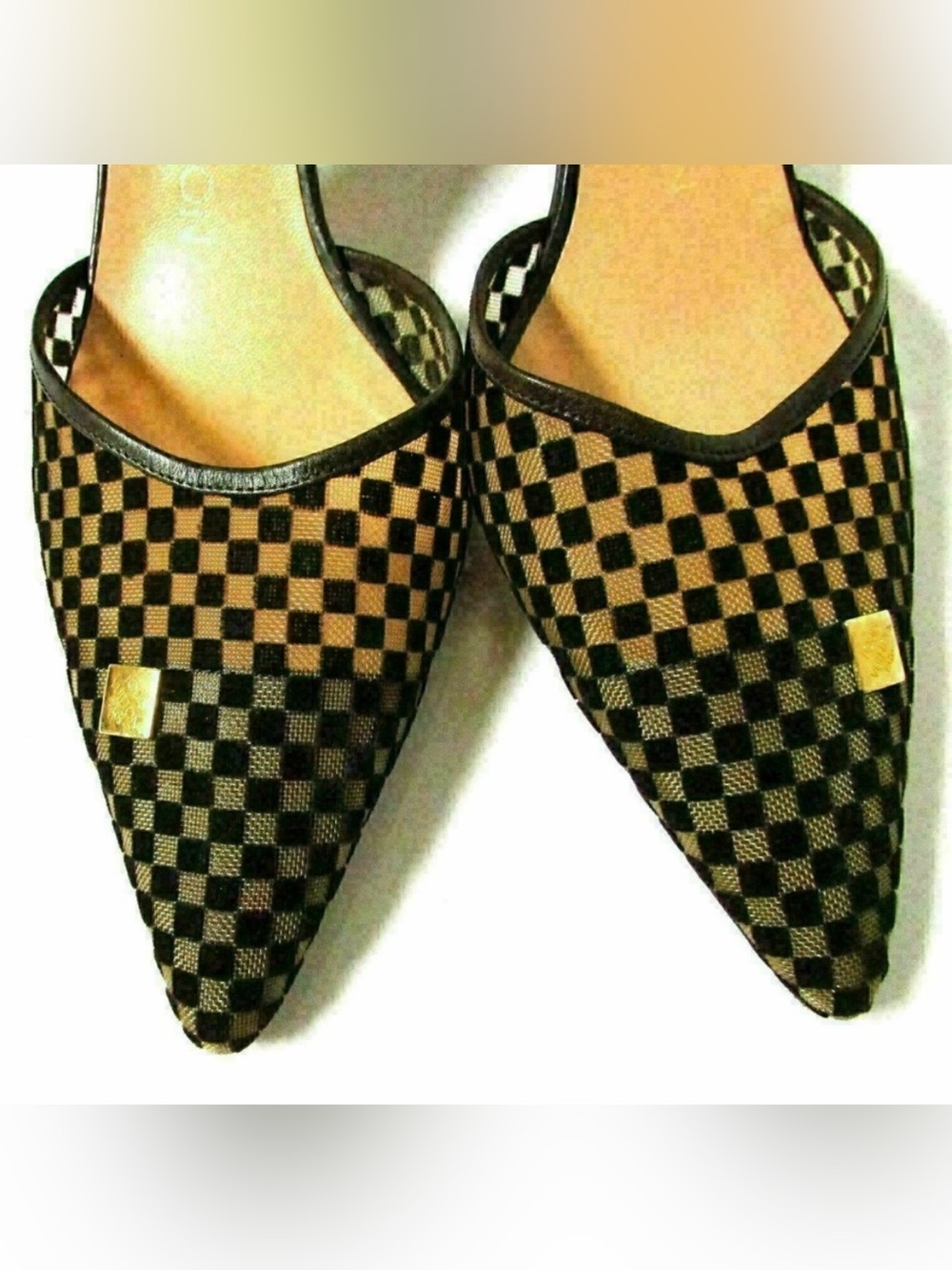 Louis Vuitton Mesh Damier Kitten Heel Lace Up Pumps Black Sheer 6.5 - Picture 8 of 14